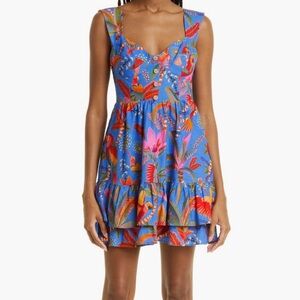 FARM RIO Macaw Party Tiered Linen Dress
